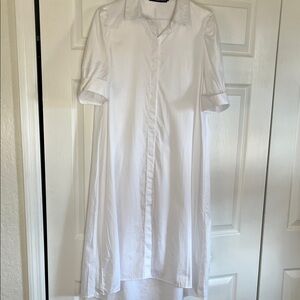 Tuckernuck Pomander Place Kayla White Button-up Cotton Shirt Dress Small